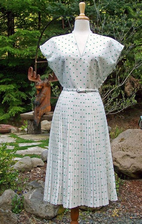 Vintage 1940s1950s Sweet Summer Polka Dot Day Dress Designer Laiglon