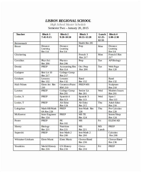 High School Football Practice Schedule Template Elegant Master Schedule