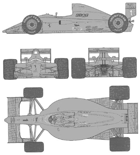 1990 Ferrari 641 F1 Formula Blueprints Free Outlines