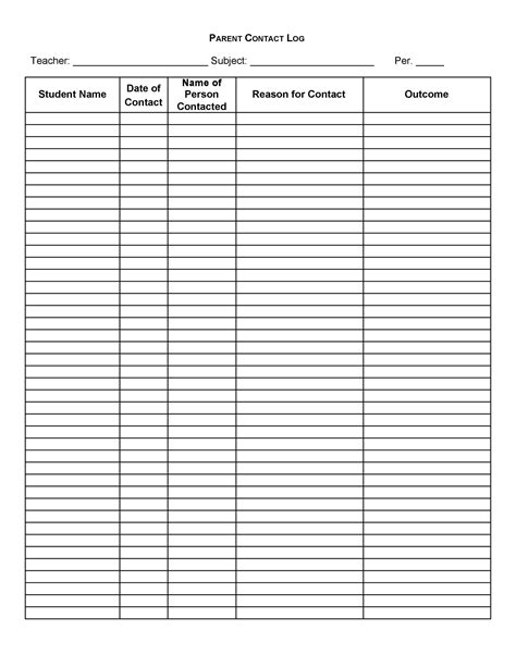 Daily Communication Log Template