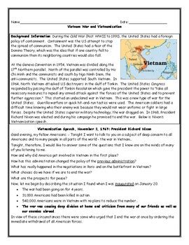 Learn about the war that enmeshed the united states in a battle against communism in southeast asia for more than twenty years. Vietnam War: Nixon and Vietnamization Worksheet with ...