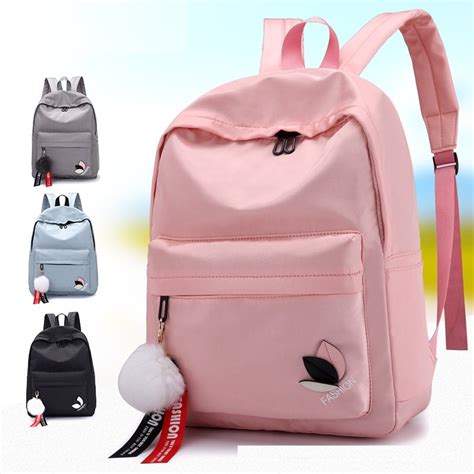 Solid Pink Backpack Female Cute Oxford Waterproof Backpacks For