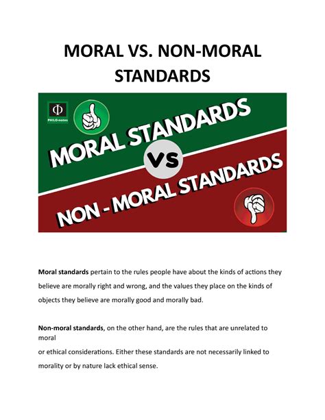 Moral Vs Non Moral Standards Moral Vs Non Moral Standards Moral