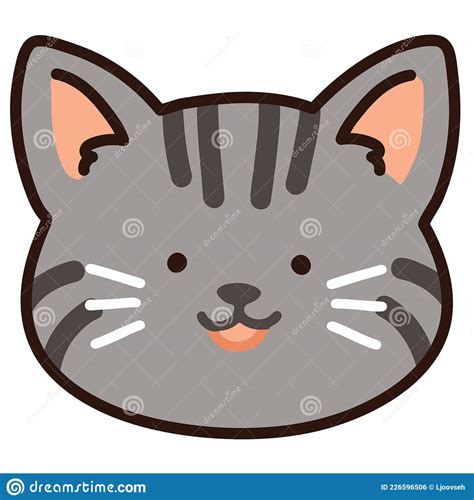 Outlined Grey Haired Tabby Cat Stock Vector Illustration Of Simple