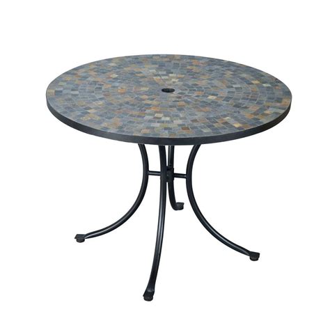 Home Styles Stone Harbor 40 In Round Slate Tile Top Patio Dining Table