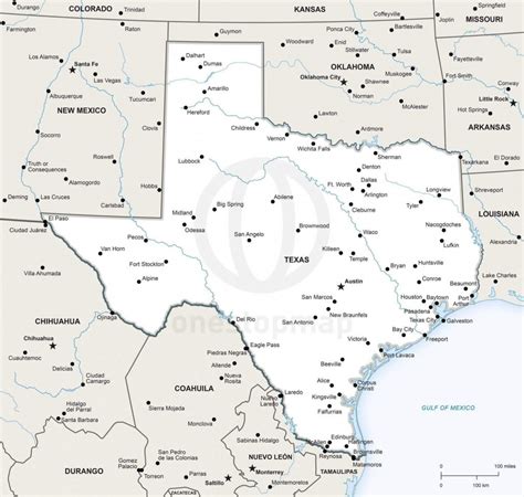 Vector Map Of Texas Political One Stop Map Texas Map Print Free