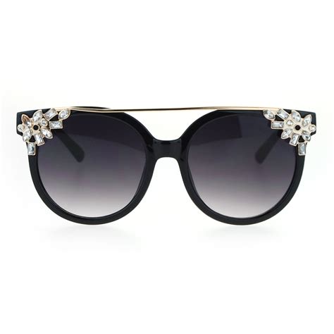 womens rhinestone diva bling cat eye horn rim sunglasses ebay