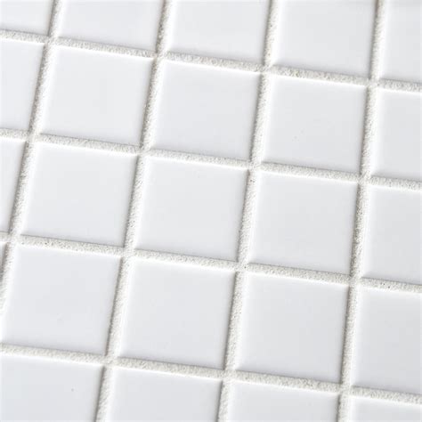 Elitetile Retro Square 1 X 1 Porcelain Mosaic Tile In Matte White