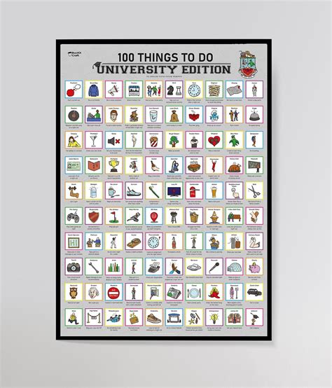 University Bucket List A2 Scratch Poster 100 Things To Do Etsy