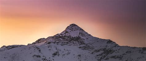 Download Wallpaper 2560x1080 Mountains Peak Snow Snowy Sunset Dual
