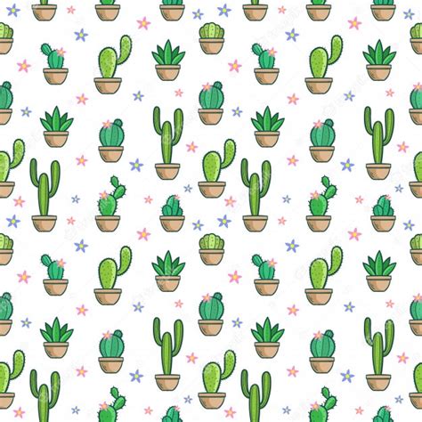 Premium Vector Cactus Doodle Seamless Pattern Set