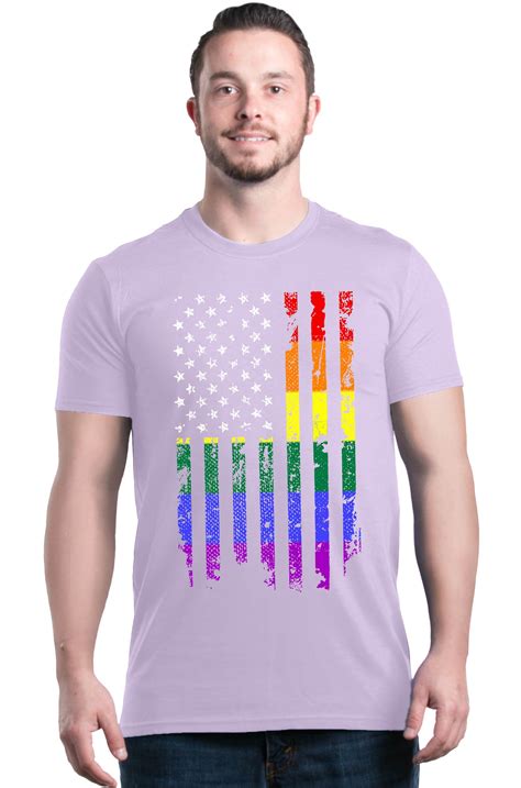 Shop4ever Shop4ever Mens Distressed Rainbow Flag Gay Pride Graphic T