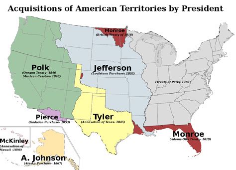 Acquisitions Of American Territories By President World History Map