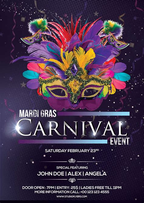 Mardi Gras Carnival Free Psd Flyer Template