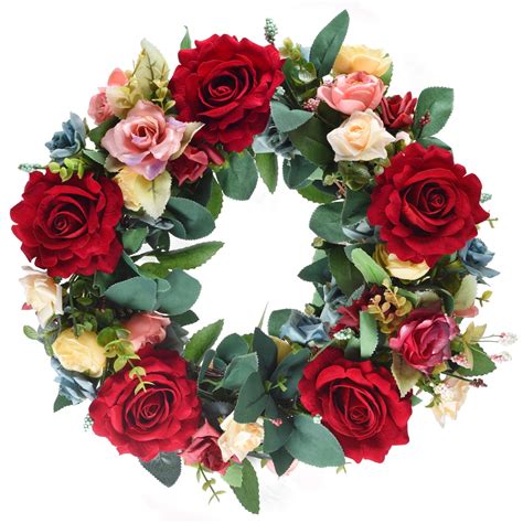 15 Rose Wreath Silk Spring Front Door Wreathhandcrafted On A