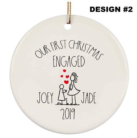 Our First Christmas Engaged Ornament Personalized Ornament Etsy