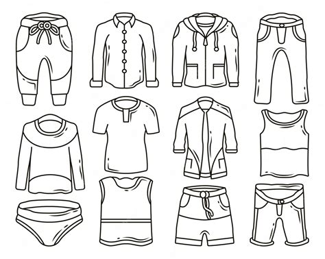 Premium Vector Set Of Hand Drawn Men Clothes And Pants Cartoon Doodle
