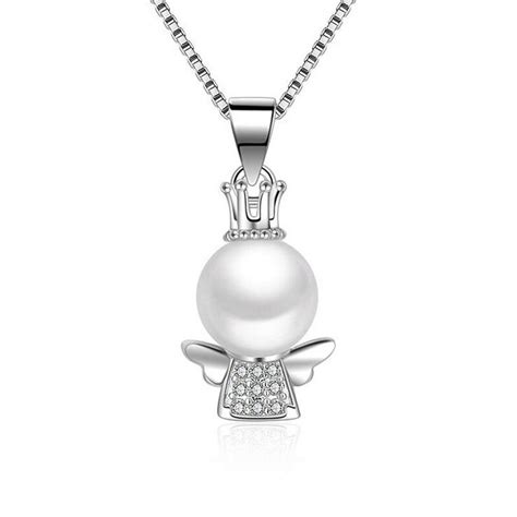 Fashion 925 Silver Shiny Zircon Pearl You Are My Little Angel Pendant