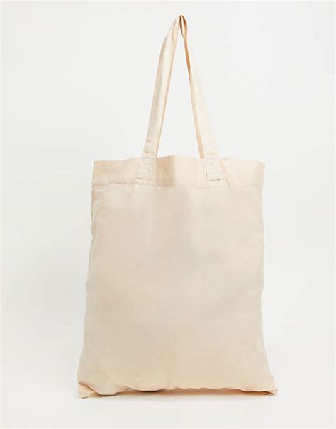 Asos Design Lightweight Cotton Tote Bag In Ecru Beige Asos