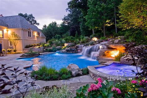 Bergen County Nj Inground Swimming Pool And Waterfalls Traditional