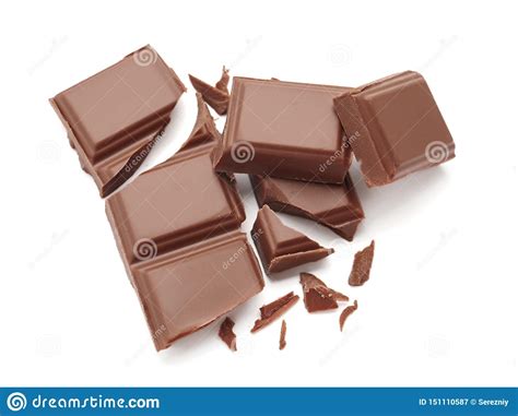 Delicious Milk Chocolate Pieces On White Background Stock Image Image