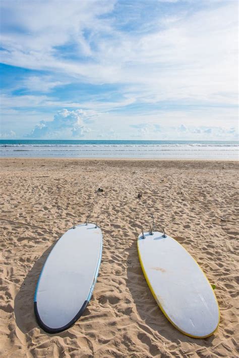 Surfboards On Sand At The Beach Stock Image Image Of Holiday
