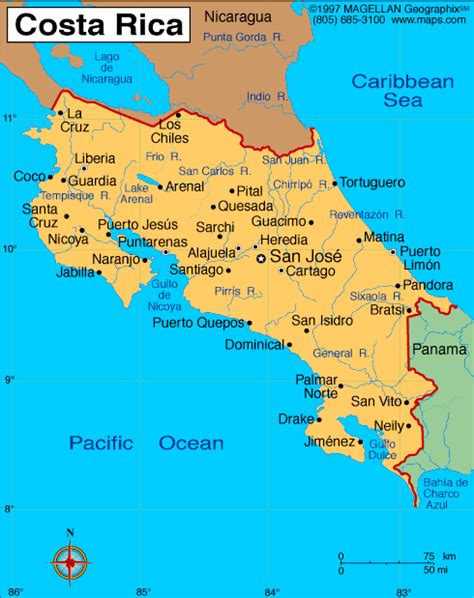 Cities Map Of Costa Rica Map