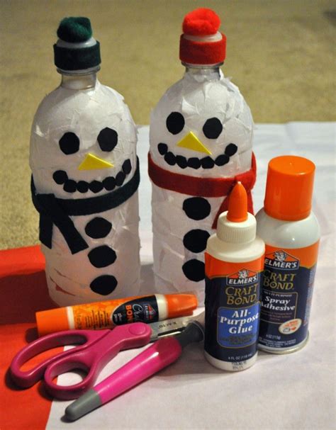 Recycled Water Bottle Snowmen Kids Water Bottle Crafts Fun Crafts