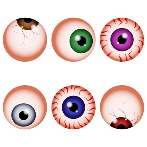 Spooky Halloween Eyeballs Realistic Eyes Set 12659845 Vector Art At