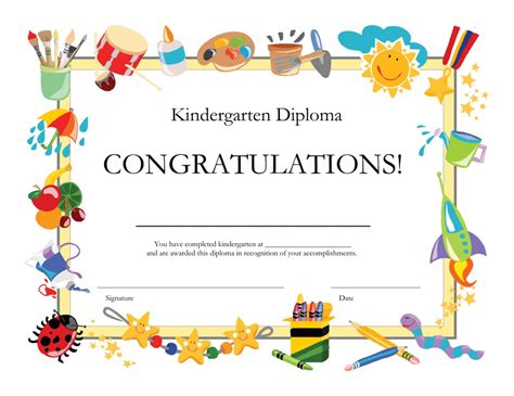 Kindergarten Diploma Certificate Template Black Download Printable