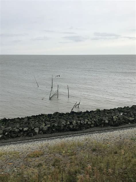 Cycle along the afsluitdijk between north holland and friesland. Afsluitdijk - Waddeneilanden side, Netherlands
