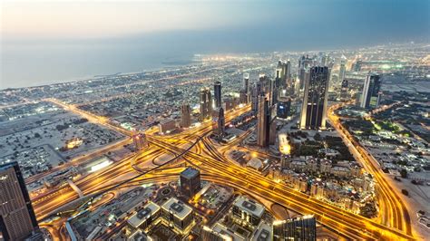 Full Hd Wallpaper Evening Dubai Aerial View Desktop Backgrounds Hd 1080p