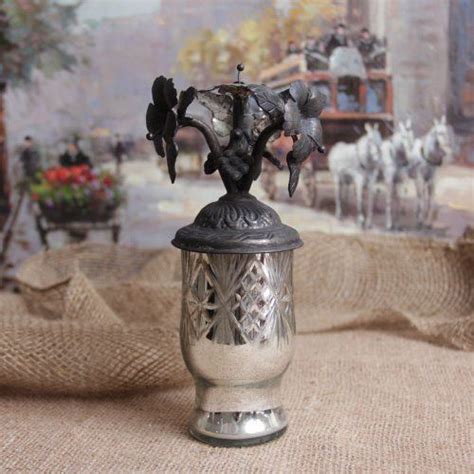 mercury glass bottle with metal floral accent by creative co op 18 00 antique inspired
