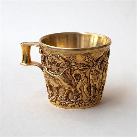 Mycenaean Gold Cup Ancient Greek Artifact Museum Replica In Copper 24k
