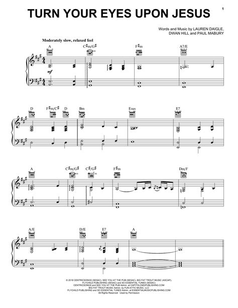 Lauren Daigle Turn Your Eyes Upon Jesus Sheet Music Chords Lyrics