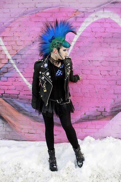 Blue Mohawk Punk Girl Punk Fashion