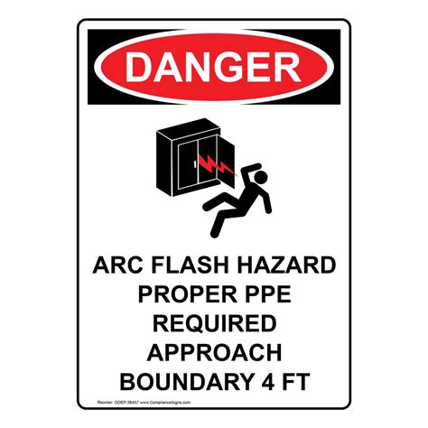 Portrait OSHA Arc Flash Hazard Proper Sign With Symbol ODEP 36457