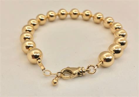 8mm 14k Gold Round Bead Bracelet
