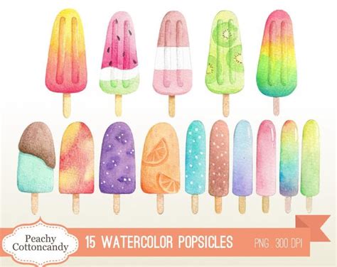 BUY GET OFF Watercolor Popsicle Clip Art ice pop ice Etsy España Clip art Watercolor