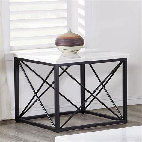 Skyler White Marble Top Square End Table Homesquare