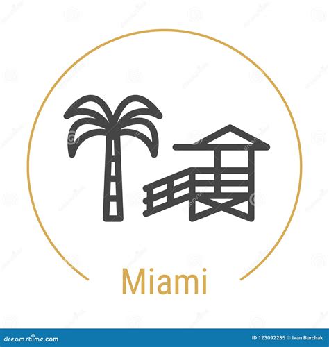 Miami United States Vector Line Icon Stock Vector Illustration Of