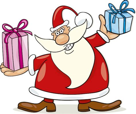 Père Noël Avec Des Cadeaux De Dessin Animé Vecteur Premium