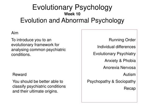 Ppt Evolutionary Psychology Week 10 Evolution And Abnormal Psychology