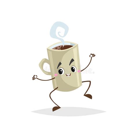 Cute Cartoon Coffee Beige Cup Character Jumping Humanized Mug With Hot