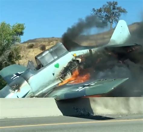 Vintage Wwii Plane Crashes On To Busy Motorway And Bursts Into Flames