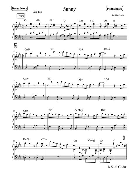Sunny Sheet Music For Piano Solo
