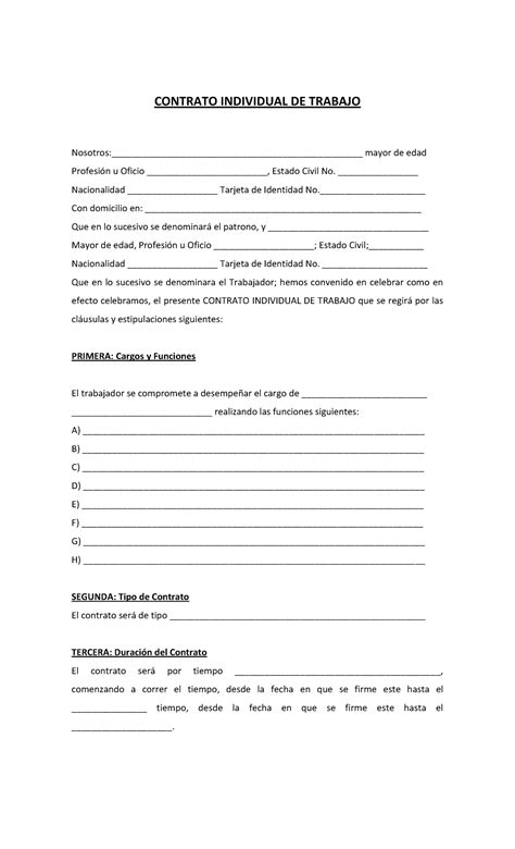 Formato Contrato Individual De Trabajo Derecho Romano Bg Studocu Artofit