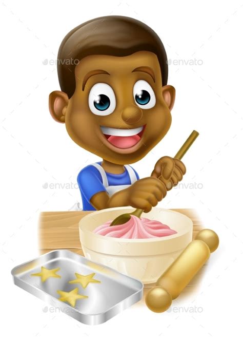Cartoon Boy Baking Cakes By Krisdog Graphicriver