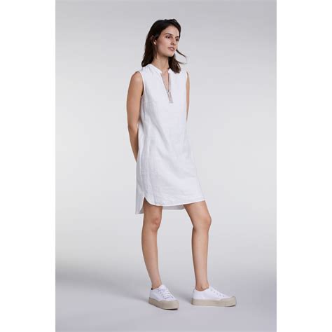 Oui Linen Dress With Chain White On White
