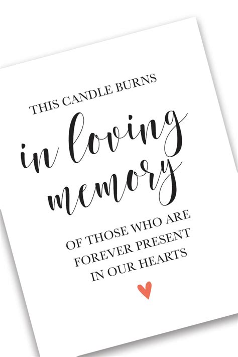In Loving Memory 8x10 Wedding Sign Printable This Candle - Etsy